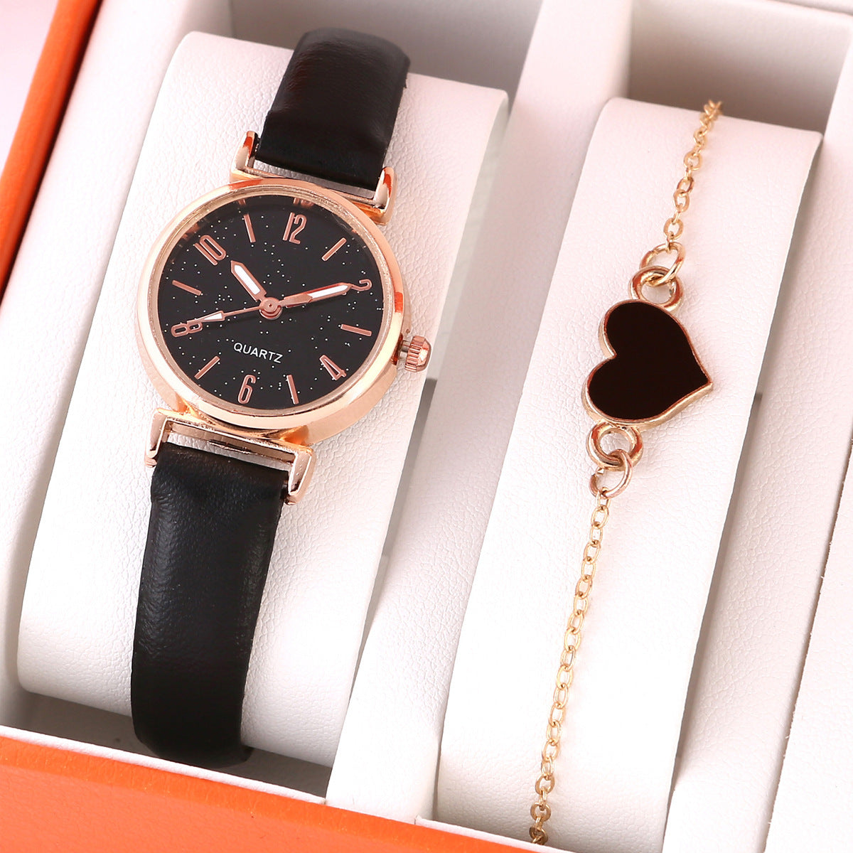 Women's Heart Bracelet & Quartz Watch Set