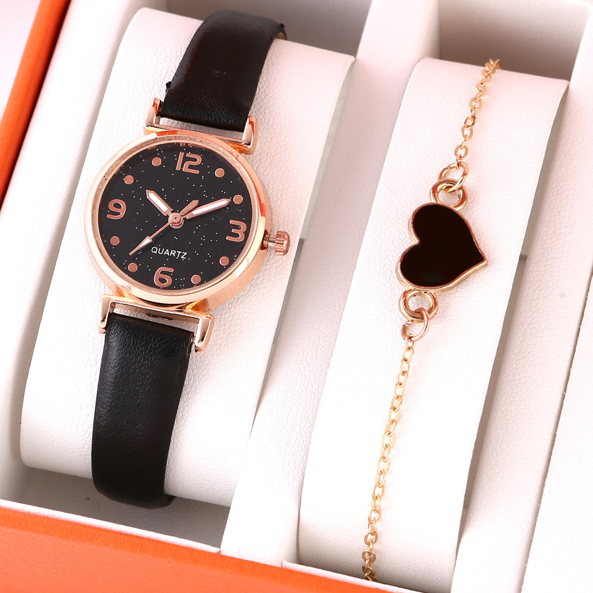 Women's Heart Bracelet & Quartz Watch Set