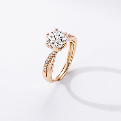 Luxury Ring Twisted Arm Six-claw