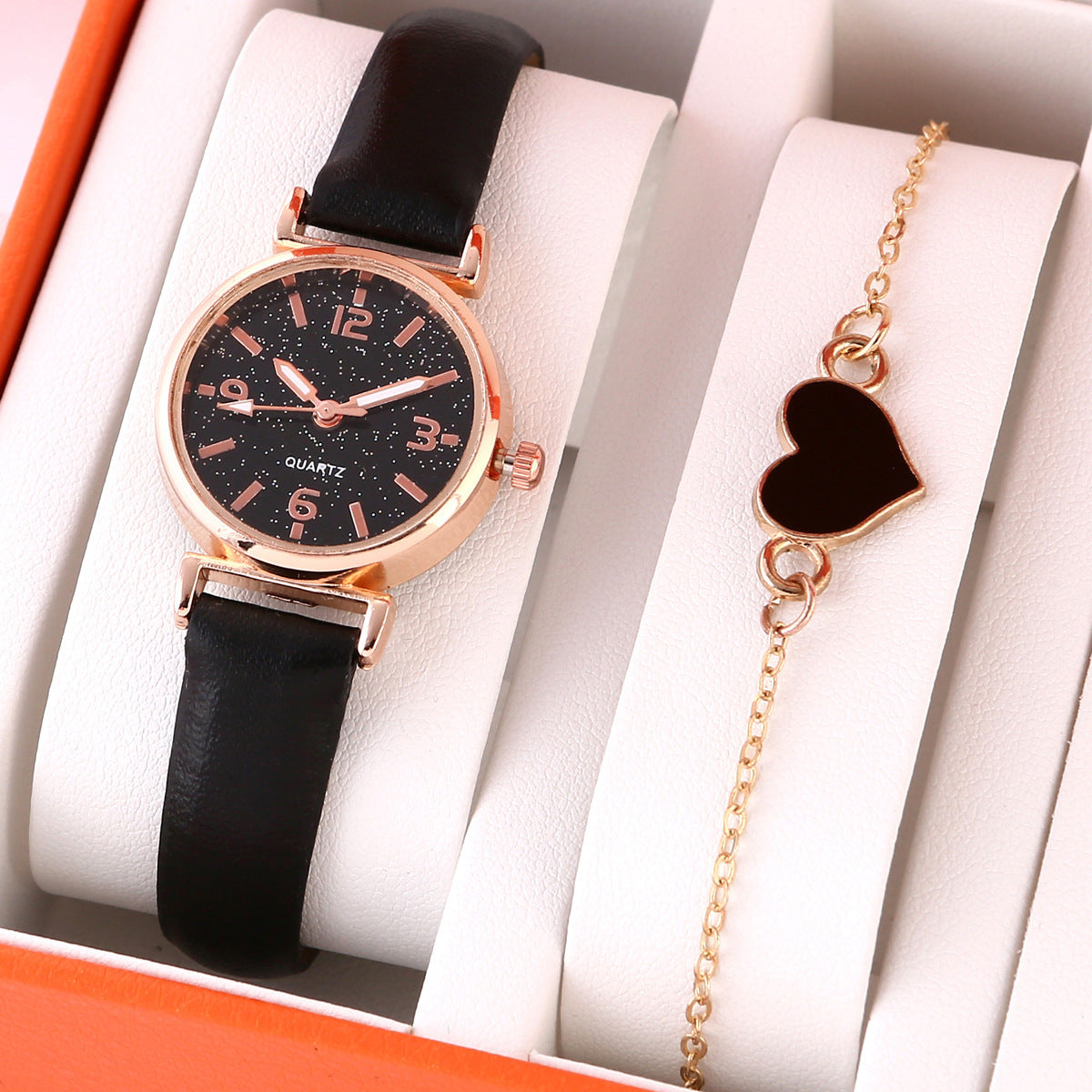 Women's Heart Bracelet & Quartz Watch Set
