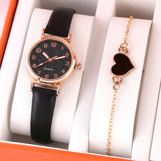 Women's Heart Bracelet & Quartz Watch Set